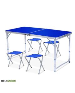 שולחן פיקניק מתקפל עם 4 כיסאות כחול