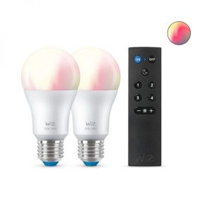זוג נורות LED צבעוניות חכמות 8W כולל שלט