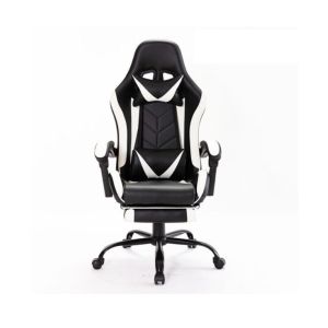 כיסא גיימינג מולטי גיימר MULTI GAMER כולל כרית מסג' חשמלית + הדום נפתח לרגליים לבן/שחור